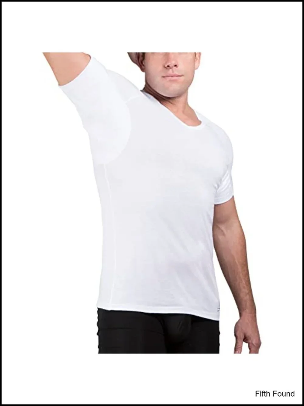 Ejis Men's Cotton V-Neck Undershirt with Sweat Pads, Odor Resistant, Classic Fit